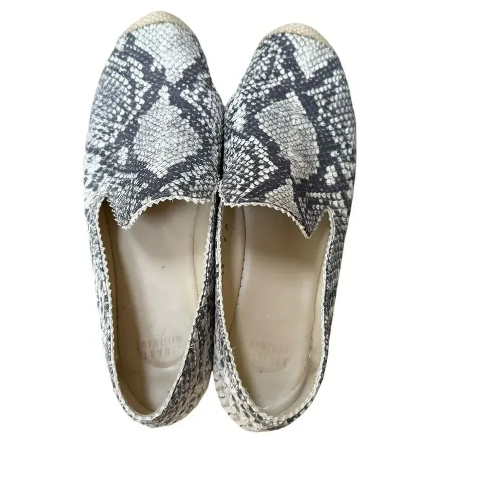 Stuart Weitzman Catalan espadrille flats shoes leather snake/python print size 8